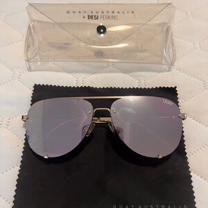 Quay Australia Silver Aviator Sunglasses